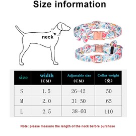Pimaodog Dog Collar, Girl Dog Collar Puppy Collar Floral Pattern Dog Collar Cute Dog Collar with Detachable Rhinestone Flower for Female Dogs Small Medium Large (L:38-60cm, Purple)