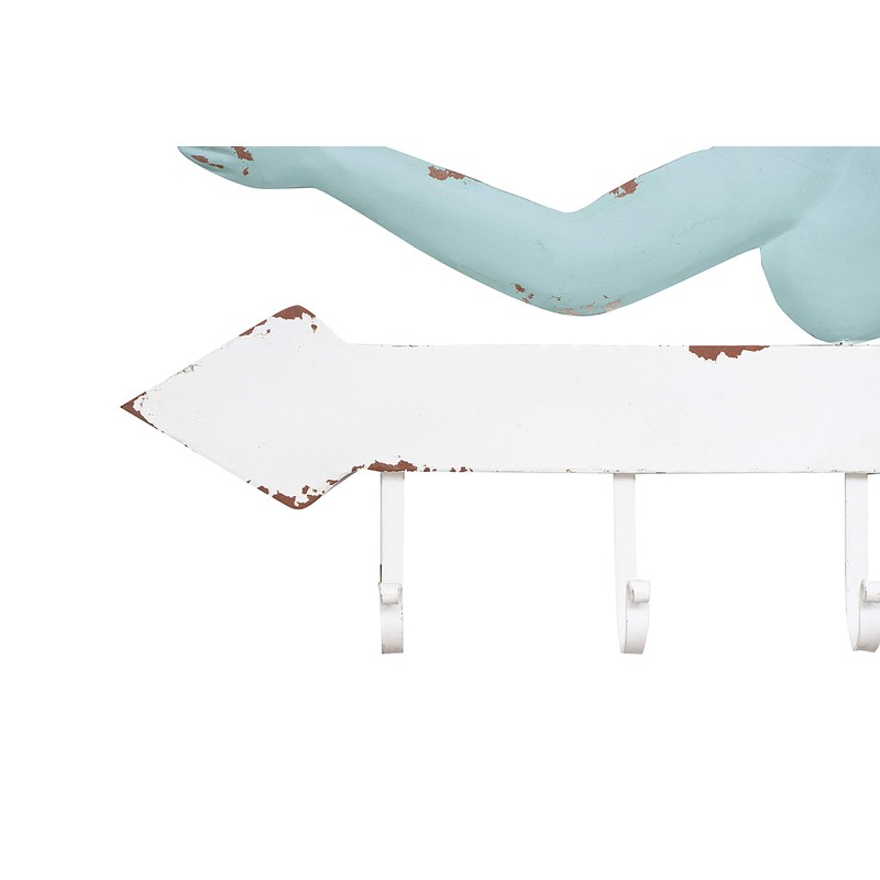 Creative Co-Op Aqua & White Metal Mermaid Wall Décor with