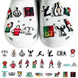 EDLMKM 27 Pcs DIY Shoe Charms, Shoe Decoration Charm, Football Accessories, Letter Decoration Charms, for Kids, Boys, Teens, Men