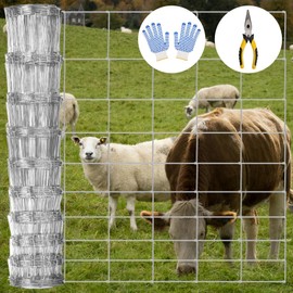 Toriexon Farm Fence 4.5FT x 164FT, Galvanized Cattle Fence, Heavy Zinc Coating Wire Fencing, 14GA Livestock Fence, Goat Fence, Hog Wire Fencing Perfect for Pest Control, Livestock & Animals Protection