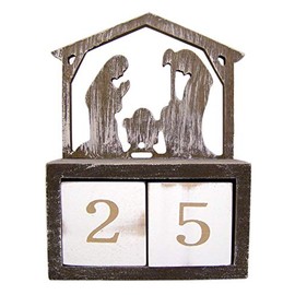 Needzo Wooden Nativity Scene Christmas Countdown Calendar Blocks, 6 3/4 Inch