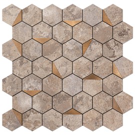 Bainley Hexagon Peel and Stick Backsplash, 10-Sheet Peel and Stick Tiles PVC Wall Tile Stick on Backsplash for Kitchen