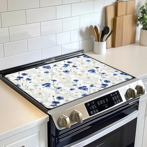 Daisy Electric Stove Top Cover Protector,Blue Cornflower Glass Flat Top