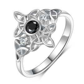 Peireara Witches Knot Ring for Women 925 Sterling Silver Celtic Knot Witches Knot Ring Irish Pagan Wiccan Jewelry for Women Mom (Witches Knot Ring 8)