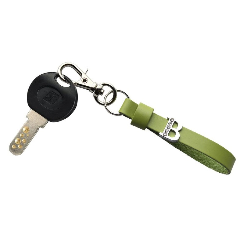 HERBE Sparkling Initial Leather Key Chain, Choose Your Initials, Made