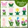 EASY JOY 18PCS Pink Tulip Flower Felt Table Centrepieces Butterfly