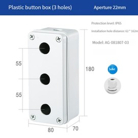 TIOYW Button switch waterproof box22mm elevator emergency stop self-locking start stop control box plastic electrical box industry(3hole 22mm)