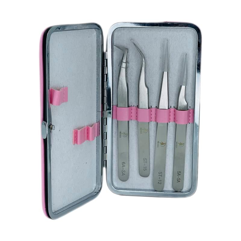 Pinzas Para Extensión De Pestañas Mink 1x1 / Estuche con
