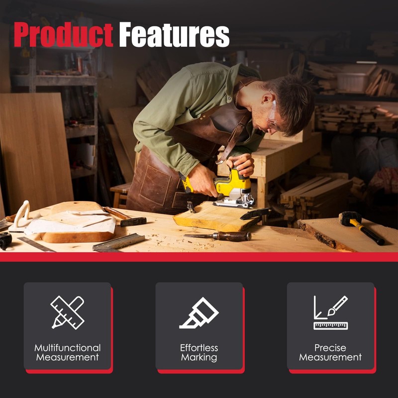 MoreFiiCo Trim Carpentry Tools Woodworking Measuring Ruler and Finish Ruler