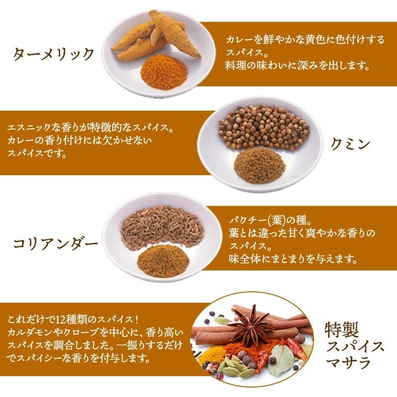 スパイスカレー 用 カレー スパイス 4種セット (レシピ付き) 農薬自社検査合格 （保存に便利なチャック付袋入り！） ターメリック クミン