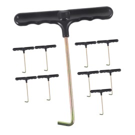 OHPHCALL 10pcs Heavy Duty Trampoline Spring Installation Tool T Shaped Stainless Steel Pull Hooks with Ergonomic Plastic Handle for Easy Assembly and Enhanced Stability