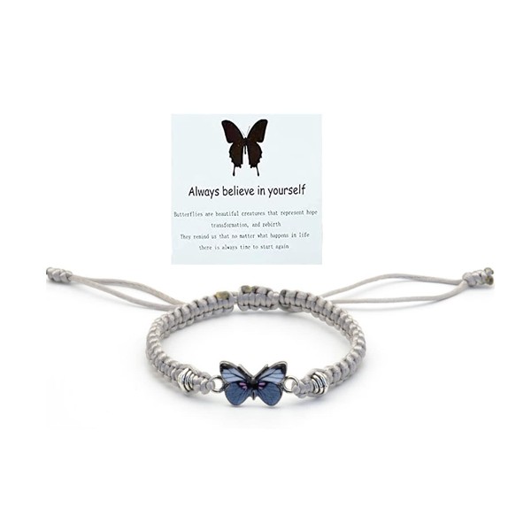 Always Believe in Yourself Butterfly Bracelet Adjustable String Butterfly Bracelets