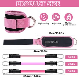 Fußschlaufen Kabelzug, Ankle Straps Gym, Kickbacks Fußschlaufe, Po Trainer für Zuhause, Knöchel Widerstandsbänder Krafttraining Set, Resistance Bands mit 3 Fußschlaufen für Hüften, Beine