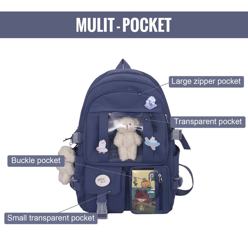 7VSTOHS Kawaii School Backpack for Girls Cute Aesthetic Backpack School