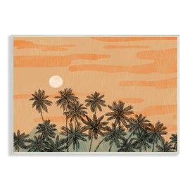 Stupell Industries Tropical Summer Sunset Orange Sky Palm Trees, Designed by Ziwei Li Wall Plaque, 19 x 13, Green