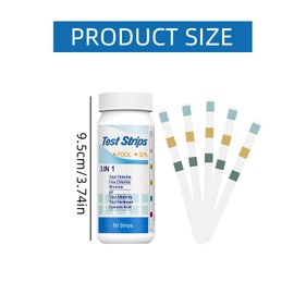 Pack of 50 Pool Test Strips, Pool Tester Chlorine and Ph, 3-in-1 Pool Test Strips for Spa, Accurate Chemical Tester, PH, Residual Chlorine CI Total Alkalinity, Water Hardness, Water Quality Test