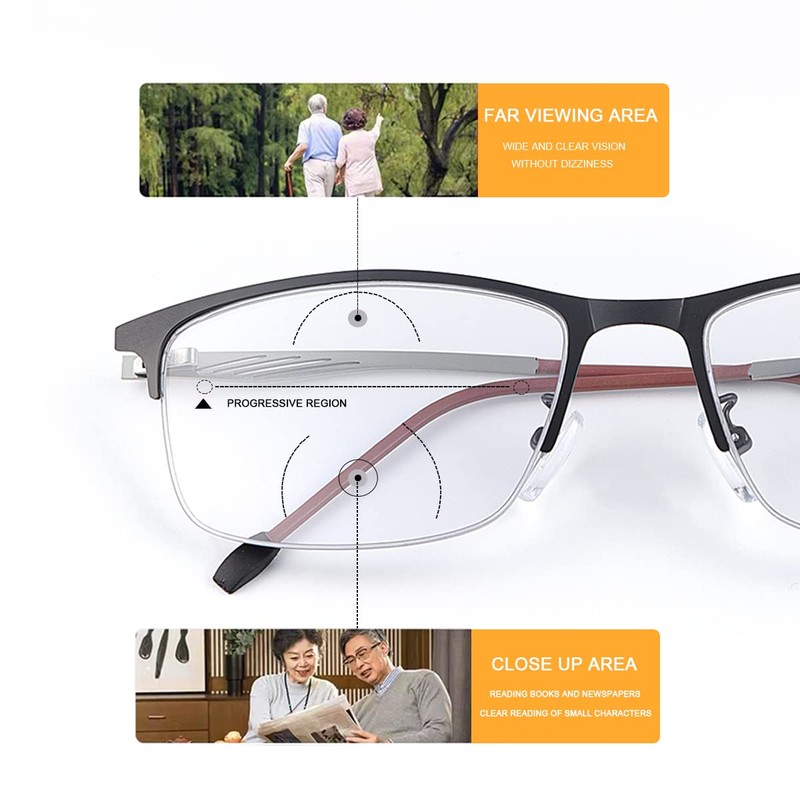 YIMI Photochromic Progressive Multifocus Reading Glasses for Men Women Spring