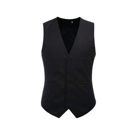 ByFshow Men’s Waistcoat, Suit Vest, V-Neck, Solid Color, Slim, 3 Pockets, 5 Buttons, With Buckle, Casual, Formal, Business, Weddings, Large Sizes, Black