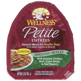 Wellness 3 Oz Grain Free Natural Wet Small Breed Roasted chicken, beef, green beans & Red Peppers. (12 Pack), One Size