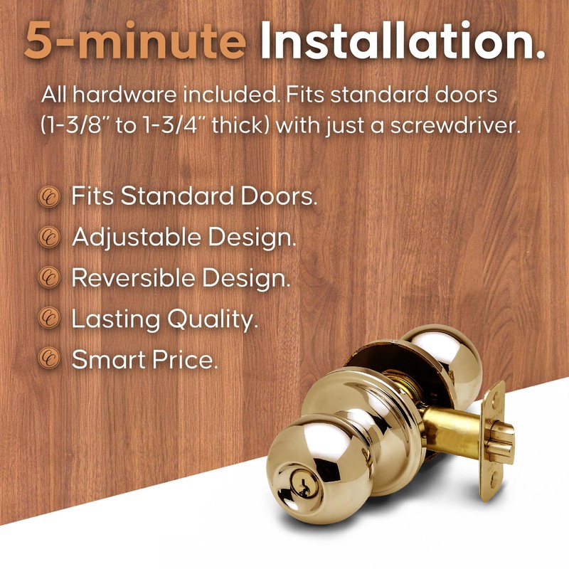 Copper Creek Entry Door Knob – Keyed Entry Handle with