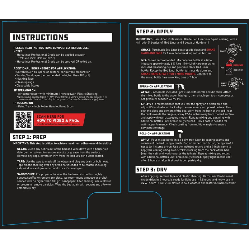 Herculiner Spray On Bed Liner Kit - Professional Grade, 1