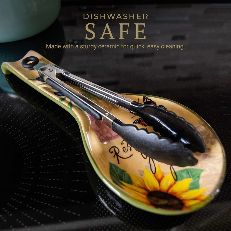 IPXOZO Bella Vita Ceramic Spoon Rest - Italian Sunflower Utensil