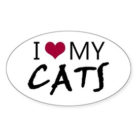 CafePress I Love My Cats' Oval Car Bumper Sticker