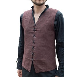 Burgschneider - Maron Vest - Brown (XL, Unisex, Cotton) Medieval Fantasy - Ranger