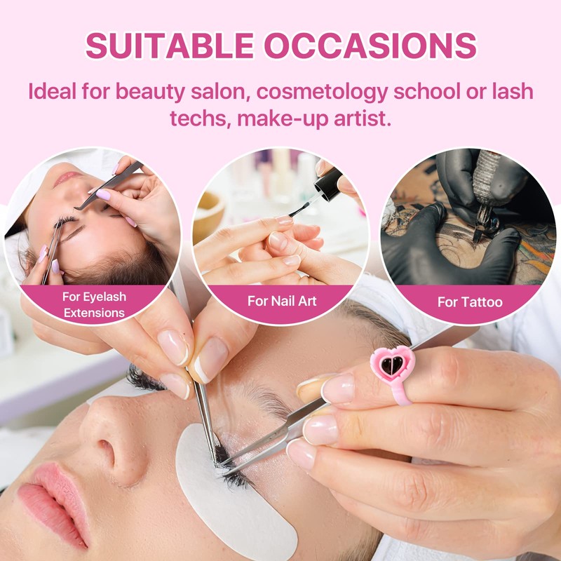 Pretty memory 150 Pcs Glue Rings for Eyelash Extensions, Lovely