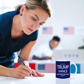 WENSSY Trump Vance Make America Great Again 2024 Mug, Trump 2024 Mug, Trump Vance Novelty 2024 Mug, Trump for President of The United States Mug 11 Ounce Blue