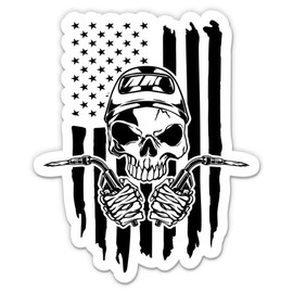 Welder Skull American Flag Stickers - 2 Pack - Waterproof Vinyl for Car, Phone, Water Bottle, Laptop - Welder Decals (2-Pack)