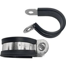 Lumonic 10 x 32 mm pipe clamps with rubber insert, stainless steel V2A, cable clamps for screwing, hose clamp 32 mm, pipe clamps, mounting clamp 3