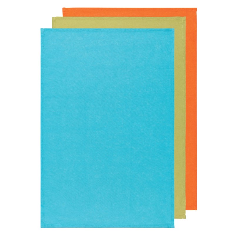 Now Designs Flour Sack Dishtowels, Bali Blue/Leaf/Crush, Set of 3
