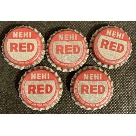Nehi Red Soda 1940's Unused Cork Lined Bottle Caps Lot of 5 (Stamps, AR)