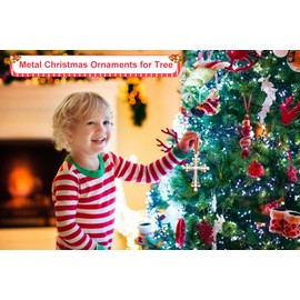 FurniGift Cross Christian Christmas Ornament 2025 - Metal Pearl Cross Keepsake for Hanging Christmas Tree,Nativity Ornament for Women Kids Girl Friendship