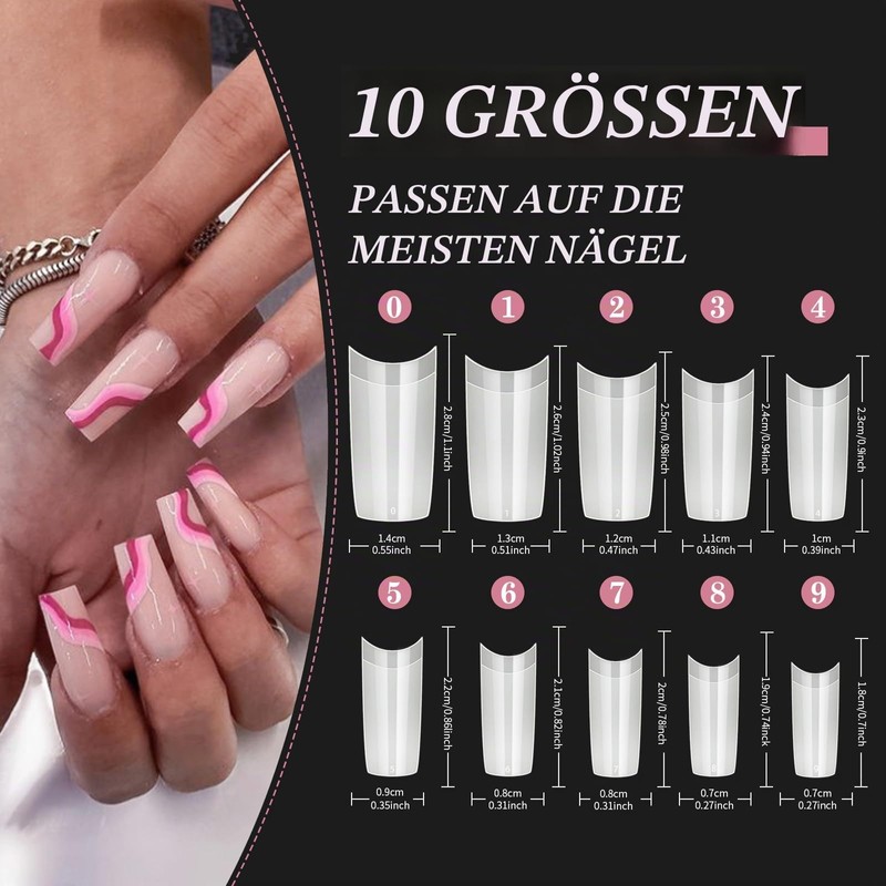 Nail Tips for Gel Nails, Venares 500 Pieces Acrylic Artificial