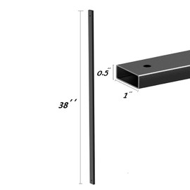 50 Pack Deck Balusters 38" Rectangle Staircase Baluster, Black Metal Deck Spindle and Stairs Railing,Hollow Rectangle Deck Balusters for Deck Railing Porch (50, 38 Inch)