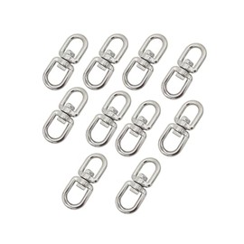 LBKYJ 10Pcs M6 Swivel Eye Hook Double Ended Eye-Eye Chain Connector Shackle Ring 360 Degree Rotation for Hanging 304 Stainless Steel Hardware Double Ended Swivel Hook