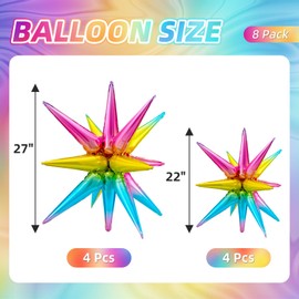 8 Pcs Star Balloons, Huge Explosion Star Aluminum Foil Balloons Colorful Balloons for Birthday, Mermaid Party, Wedding, Baby Shower Decorations Supplies