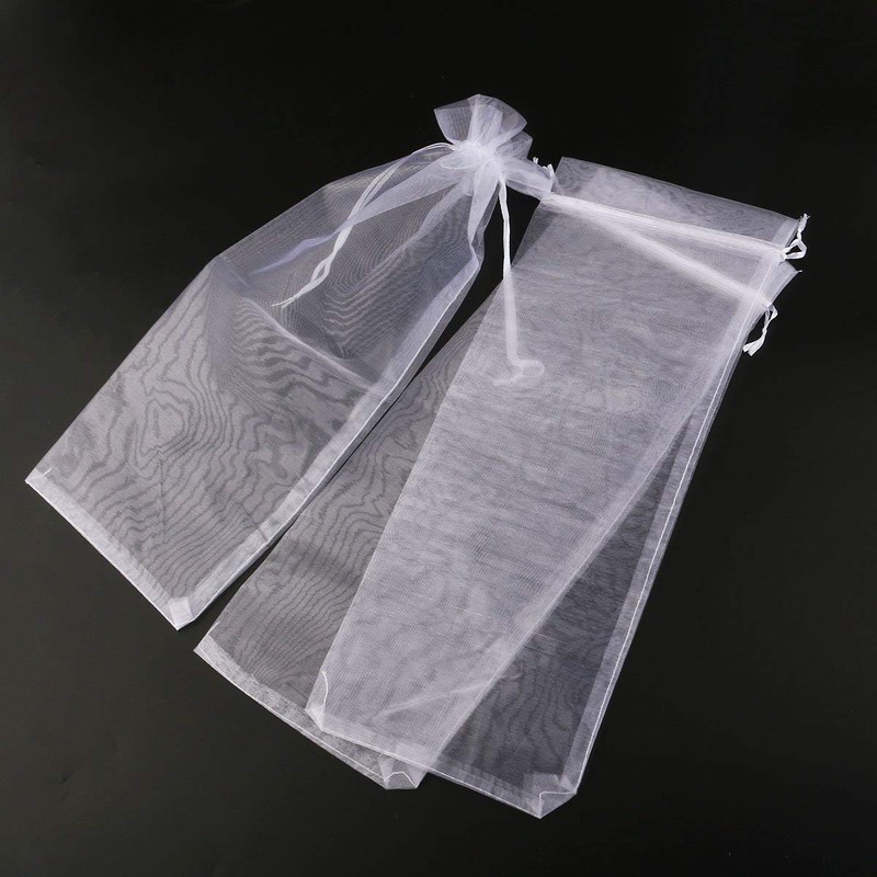 Wuligirl 20pcs 5.5 by 14.5 Inch Sheer White Organza Wine