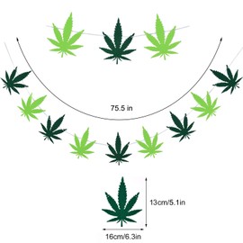 2 Pieces Pot Leaves Felt Banners Pot Leaf Weed Shaped Banners Green Weed Leaves Banner Decorations for Party Home Supplies