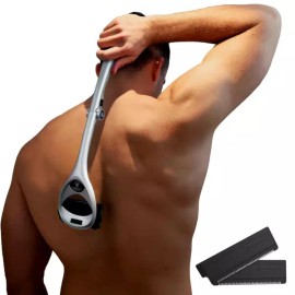 Bakblade 남성용 Bakblade 2.0 실버박 백 면도기 DIY 헤어 안전 블레이드 기술 및 인체공학적 핸들 습식 건식 [BAKblade 2.0] Men's Bakblade 2.0 Silverback Back Shaver DIY Hair Safety Blade Technology and Ergonomic Handle Wet Dry [BAKblade 2.0]