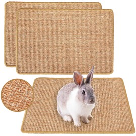 Mooydee Rabbit Scratching Pad, 16 x 12 Inch Natural Sisal Bunny Scratch Mat Scratcher Mats Claws and Teeth Care for Biting Sleeping Nesting Small Animal Bedding Chew Toys Bed Play Toy (Brown, 2Pcs)