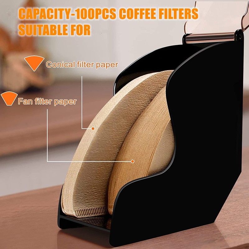 MIDOGAT Coffee Filter Holder, Dustproof Coffee Filter Box, Acrylic Coffee