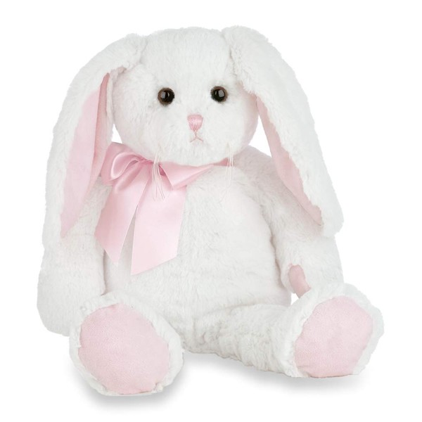 Bearington Loppy Longears White and Pink Plush Stuffed Animal Bunny Rabbit, Adorable, Cuddly, Great Gift for Bunny Lovers of All Ages, Birthdays, Holidays and Special Occasions, 16 inches