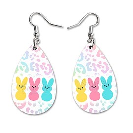 Easter Bunny Egg Dangle Earrings Set | Cute Girls Womens Jewelry Earings | Double Sided Print | Spring Holiday Gifts | Passover Sunday Girls Decorations Girlfriend Wife Adorable Fashion Accessories