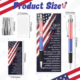 Motiskyy 50 Sets American Flag Ballpoint Pens Bulk USA Patriotic Themed Black Ink Retractable Pen Stars Stripes Bookmarks Stationery 250th Anniversary Souvenirs for Veterans Home Office Army