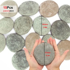 IHDYPPEW 15 PCS Artful Large River Rock for Paint, 4-5.3 Inch Natural Smooth Rock for Painting, Large Rocks Craft Kit for Student, Artist and Educational Institution