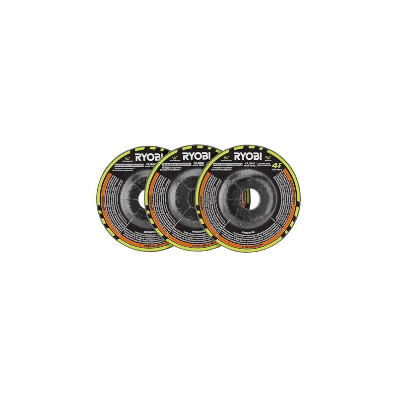 RYOBI 3 PC. 4-1/2"" Masonry Grinding Wheel Set, BLACK