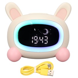 Kids Wake Clock Cartoon Kids Sleep Training Clock with Night Light Sound Machine for Children Bedroom Decor Rabbit